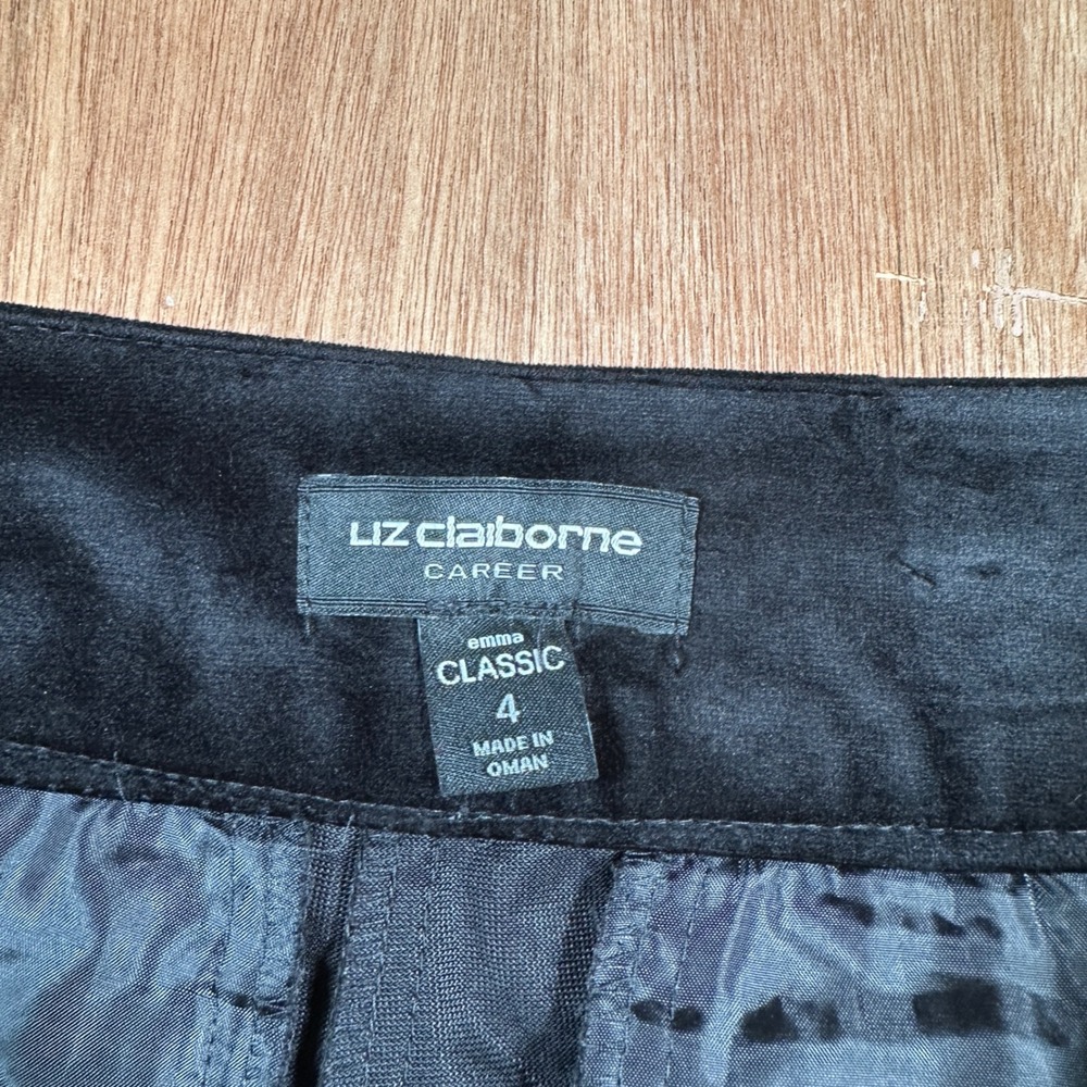 Liz Claiborne Career Pants Women 14 Black Faux Suede Straight Leg Trousers - Picture 11 of 14